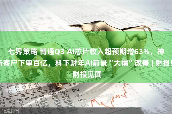七界策略 博通Q3 AI芯片收入超预期增63%，神秘新客户下单百亿，料下财年AI前景“大幅”改善 | 财报见闻